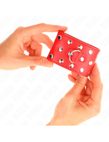 KINK - APPAREILS DE RETENUE POIGNETS AVEC FERMETURE PRESSION PLEINE DE RIVETS ROUGE AJUSTABLE 19-24 CM X 5