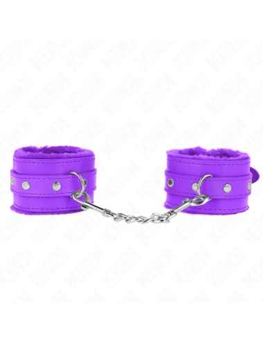 KINK - APPUI-POIGNETS DOUBLÉS DE FOURRURE PREMIUM VIOLET AVEC CEINTURE VIOLET AJUSTABLE 17-29 CM X 6 CM