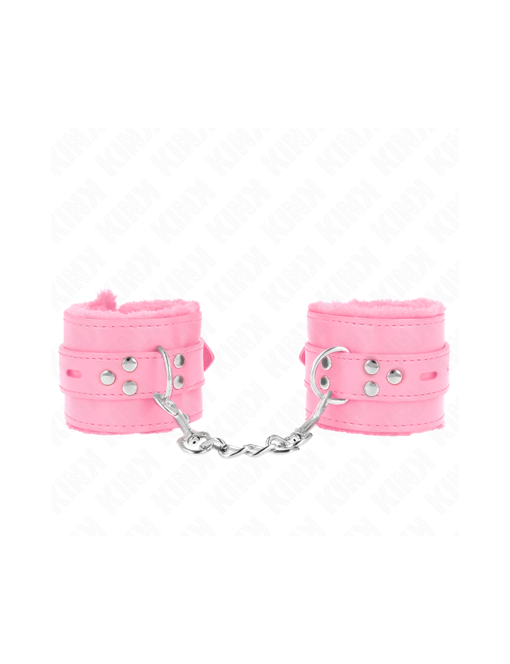 KINK - APPUI-POIGNETS DOUBLÉS DE FOURRURE AVEC TROUS CARRÉS ROSE ET CEINTURE ROSE RÉGLABLE 17-29 CM X 6 CM