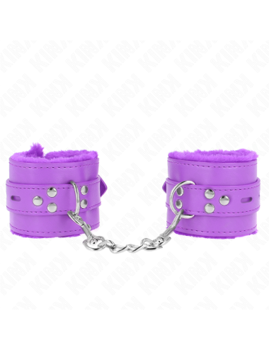KINK - APPUI-POIGNETS DOUBLÉS DE FOURRURE AVEC TROUS CARRÉS VIOLET ET CEINTURE VIOLET RÉGLABLE 17-29 CM X 6 CM