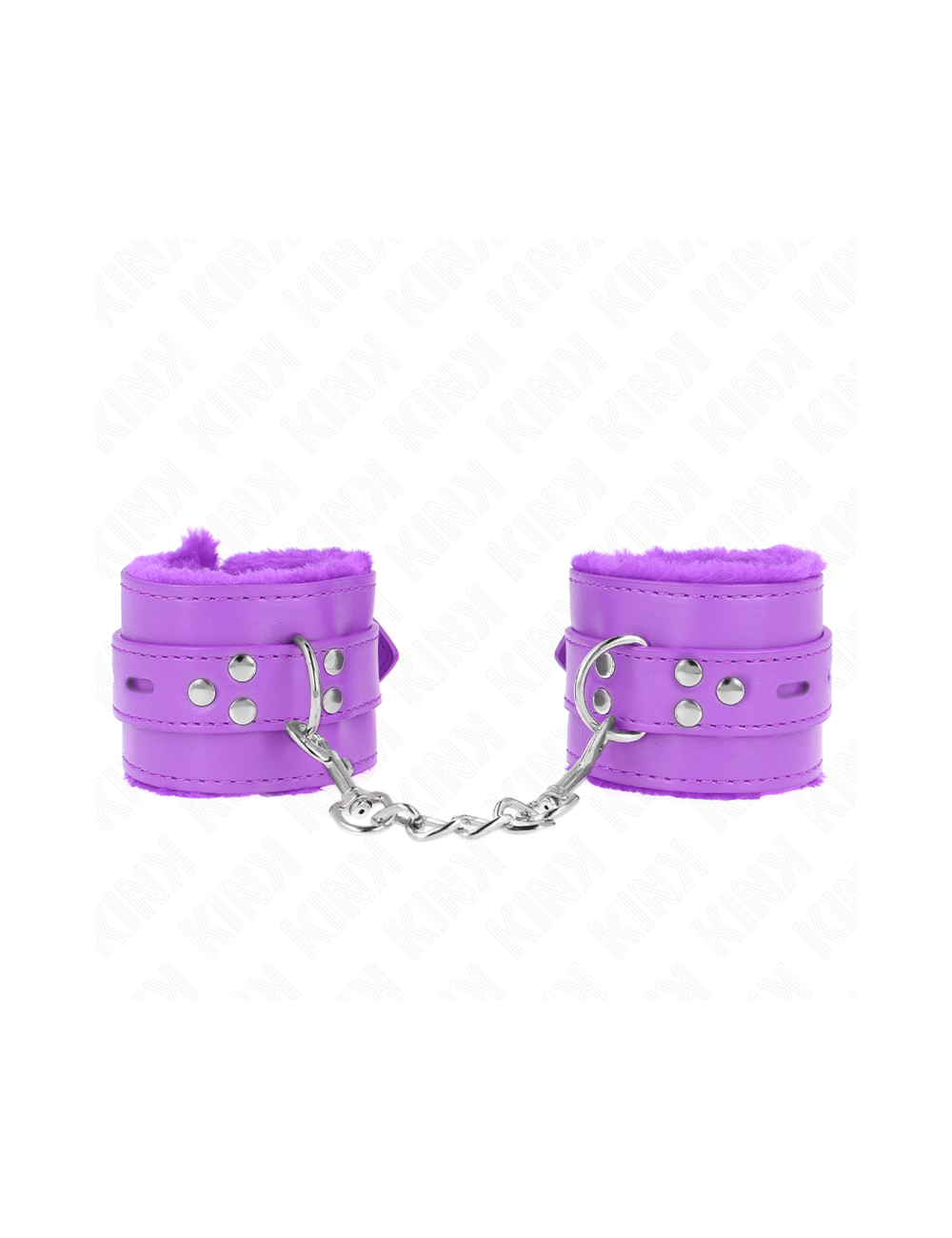KINK - APPUI-POIGNETS DOUBLÉS DE FOURRURE AVEC TROUS CARRÉS VIOLET ET CEINTURE VIOLET RÉGLABLE 17-29 CM X 6 CM