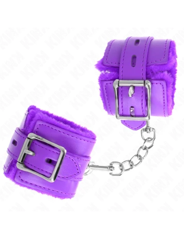 KINK - APPUI-POIGNETS DOUBLÉS DE FOURRURE AVEC TROUS CARRÉS VIOLET ET CEINTURE VIOLET RÉGLABLE 17-29 CM X 6 CM