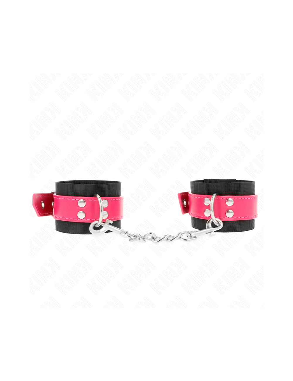 KINK - APPUI-POIGNETS EN NYLON NOIR AVEC CEINTURE EN CUIRETTE ROSE FRAMBOISE AJUSTABLE 19-29 CM X 5