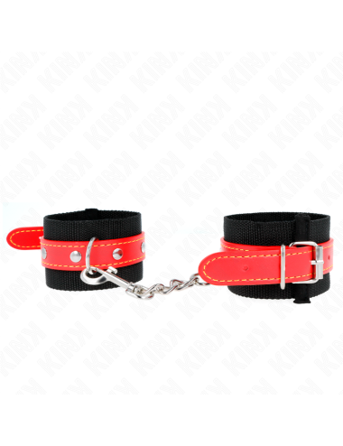 KINK - APPUI-POIGNETS EN NYLON NOIR AVEC CUIR ROUGE AJUSTABLE 19-24 CM X 5