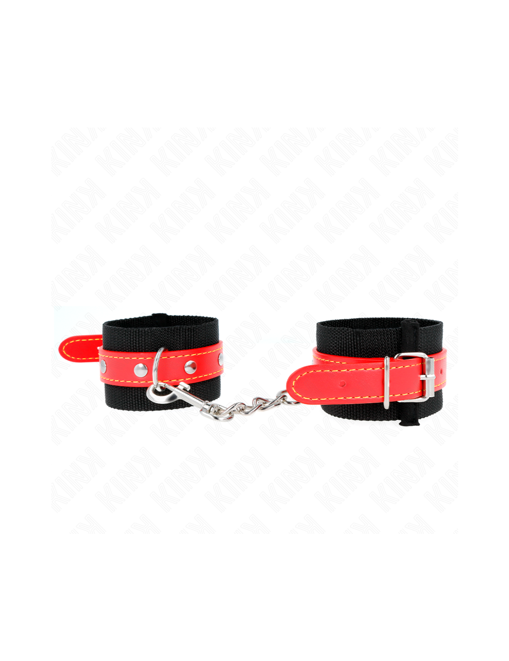 KINK - APPUI-POIGNETS EN NYLON NOIR AVEC CUIR ROUGE AJUSTABLE 19-24 CM X 5