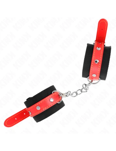 KINK - APPUI-POIGNETS EN NYLON NOIR AVEC CUIR ROUGE AJUSTABLE 19-24 CM X 5