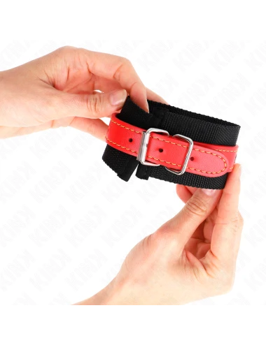 KINK - APPUI-POIGNETS EN NYLON NOIR AVEC CUIR ROUGE AJUSTABLE 19-24 CM X 5