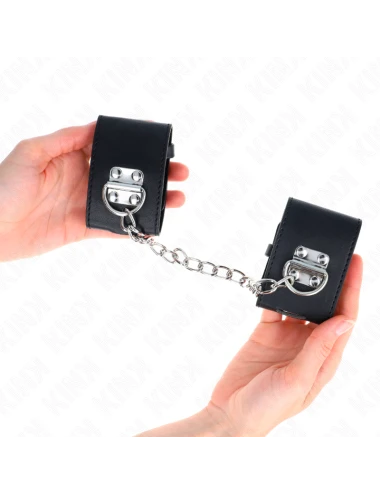 KINK - APPUI-POIGNETS FIXES AVEC CHAÎNE 30 CM ET FERMETURE PAR CADENAS NOIR RÉGLABLE 16-23 CM X 5