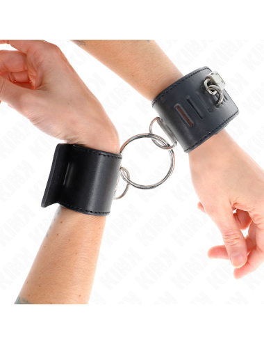 KINK - APPUI-POIGNETS FIXES AVEC ANNEAU ET FERMETURE PAR CADENAS NOIR AJUSTABLE 16-23 CM X 5,5 CM