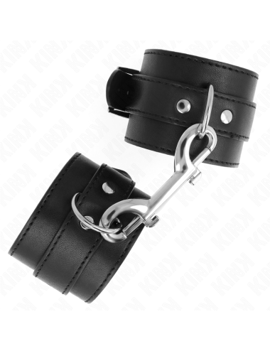 KINK - APPAREILS-POIGNETS - RANGÉE DE RIVETS SIMPLE ET GRANDE BOUCLE NOIRE RÉGLABLE 17-28 CM X 5 CM