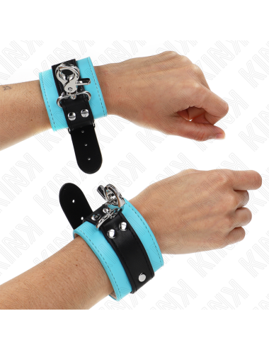 KINK - APPUI-POIGNETS VERROUILLABLES PREMIUM NOIR / BLEU RÉGLABLE 21-28 CM X 5