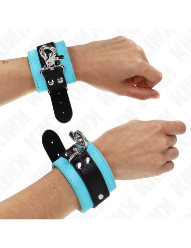 KINK - APPUI-POIGNETS VERROUILLABLES PREMIUM NOIR / BLEU RÉGLABLE 21-28 CM X 5