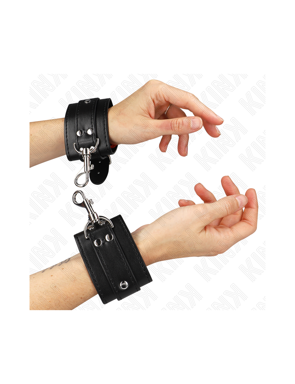 KINK - APPAREILS-POIGNETS VERROUILLABLES DUNGEON NOIR AJUSTABLES 21-28 CM X 5