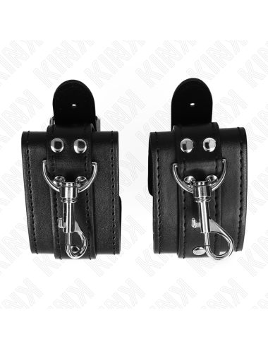 KINK - APPAREILS-POIGNETS VERROUILLABLES DUNGEON NOIR AJUSTABLES 21-28 CM X 5,5 CM