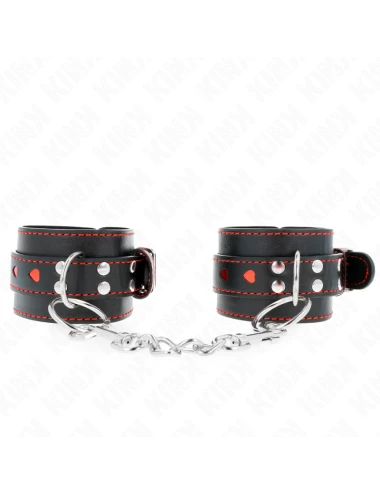 KINK - APPUI-POIGNETS NOIR AVEC INCRUSTATION COEUR ROUGE RÉGLABLE 21-28 CM X 5