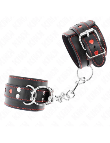 KINK - APPUI-POIGNETS NOIR AVEC INCRUSTATION COEUR ROUGE RÉGLABLE 21-28 CM X 5
