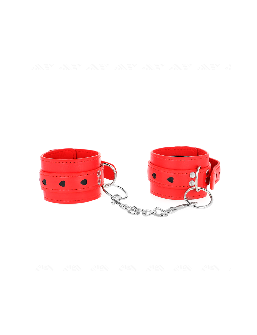 KINK - APPAREILS-POIGNETS ROUGES AVEC INCRUSTATION COEUR NOIR RÉGLABLE 21-28 CM X 5