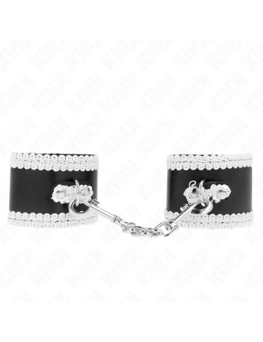 KINK - APPUI-POIGNETS NOIR AVEC DENTELLE DÉCORÉE BLANCHE RÉGLABLE 20-23 CM X 5