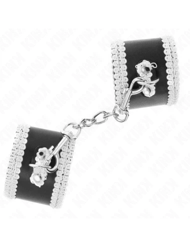 KINK - APPUI-POIGNETS NOIR AVEC DENTELLE DÉCORÉE BLANCHE RÉGLABLE 20-23 CM X 5