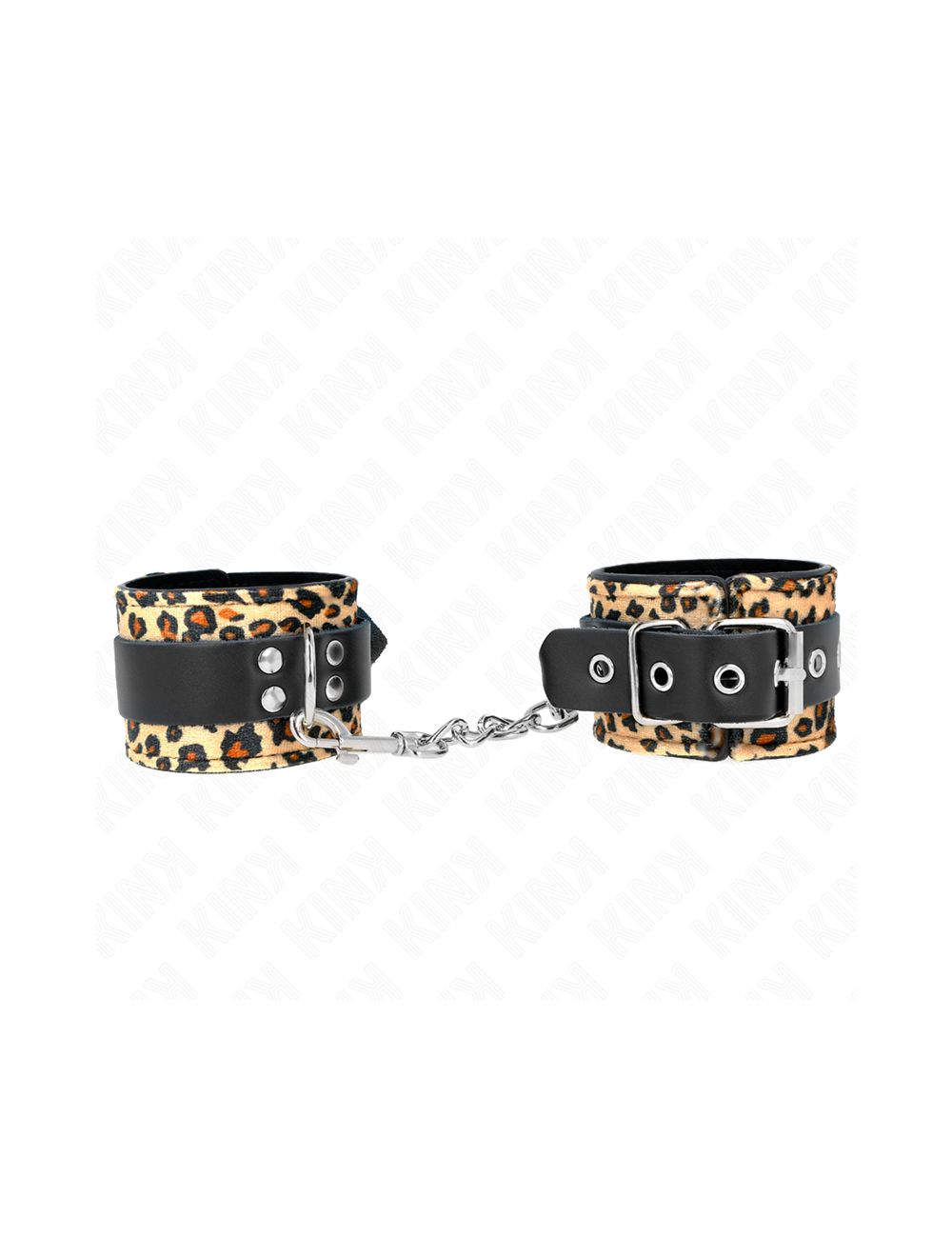 KINK - RETENUE-POIGNET EN CUIR VRAI LÉOPARD RÉGLABLE 18-29 CM X 5