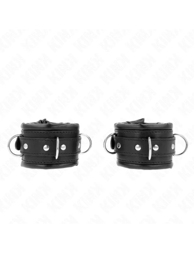KINK - APPUI-POIGNETS LOURDS DOUBLÉS DE FOURRURE NOIRE RÉGLABLES 20-30 CM X 6 CM