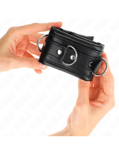 KINK - APPUI-POIGNETS LOURDS DOUBLÉS DE FOURRURE NOIRE RÉGLABLES 20-30 CM X 6 CM