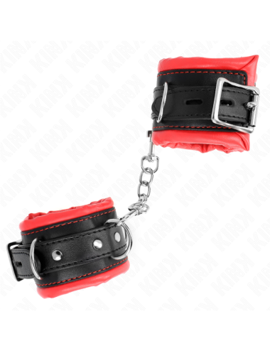 KINK - APPUI-POIGNETS LOURDS DOUBLÉS DE FOURRURE ROUGE AJUSTABLES 20-30 CM X 6 CM