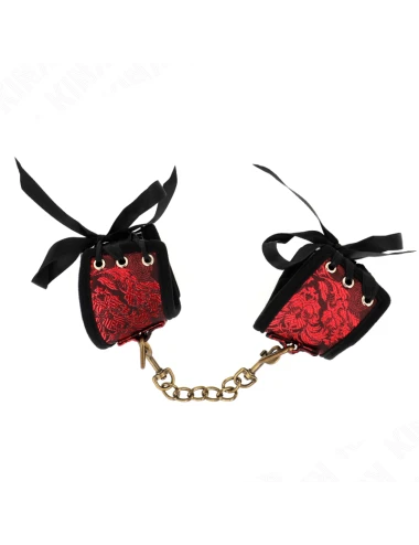 KINK - ATTACHE-POIGNETS SCANDAL DÉTAILS DENTELLE ROUGE-NOIR 24