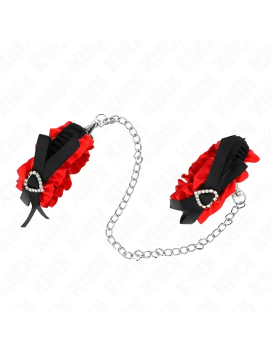 KINK - ATTENTES-POIGNETS ÉLASTIQUES EN DENTELLE DÉTAILS COEUR ROUGE RÉGLABLES 22-35 CM