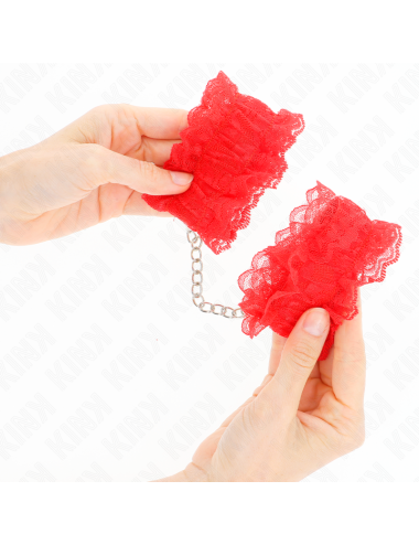 KINK - ATTENTES-POIGNETS ÉLASTIQUES EN DENTELLE ROUGE