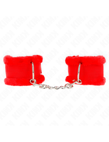 KINK - APPUI-POIGNETS DOUBLÉS DE FOURRURE ROUGE AJUSTABLE 17-31 CM X 7 CM