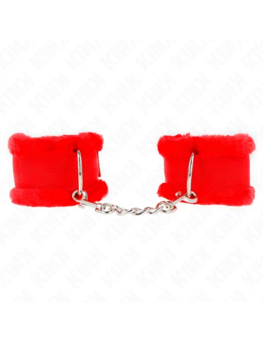 KINK - APPUI-POIGNETS DOUBLÉS DE FOURRURE ROUGE AJUSTABLE 17-31 CM X 7 CM