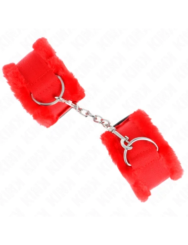 KINK - APPUI-POIGNETS DOUBLÉS DE FOURRURE ROUGE AJUSTABLE 17-31 CM X 7 CM