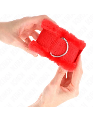 KINK - APPUI-POIGNETS DOUBLÉS DE FOURRURE ROUGE AJUSTABLE 17-31 CM X 7 CM