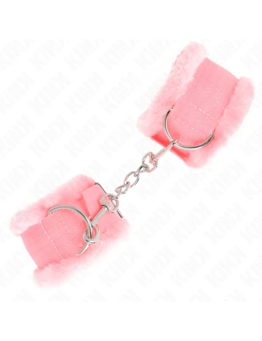 KINK - APPUI-POIGNETS DOUBLÉS DE FOURRURE ROSE RÉGLABLE 17-31 CM X 7 CM