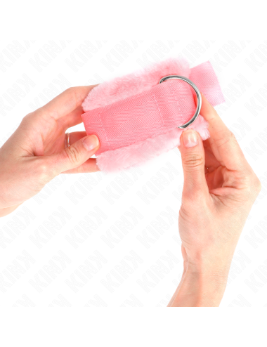 KINK - APPUI-POIGNETS DOUBLÉS DE FOURRURE ROSE RÉGLABLE 17-31 CM X 7 CM