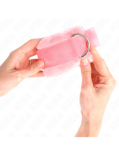 KINK - APPUI-POIGNETS DOUBLÉS DE FOURRURE ROSE RÉGLABLE 17-31 CM X 7 CM