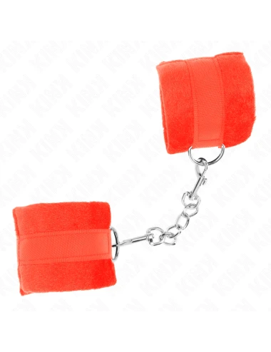 KINK - MANCHETTES DÉBUTANT EN FOURRURE ROUGE 30 X 7 CM