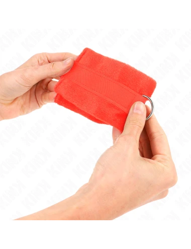 KINK - MANCHETTES DÉBUTANT EN FOURRURE ROUGE 30 X 7 CM