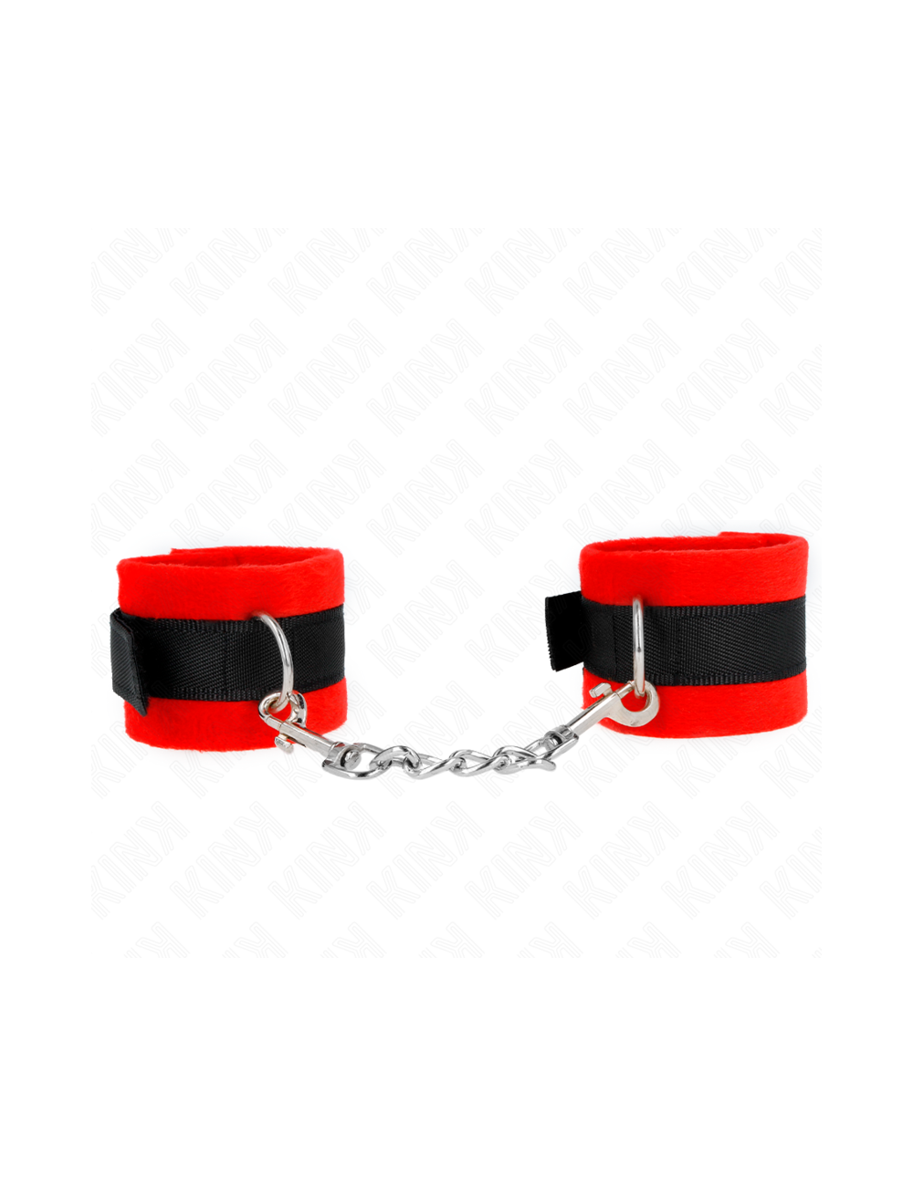KINK - MANCHETTES DÉBUTANT EN FOURRURE NOIR-ROUGE 30 X 7 CM