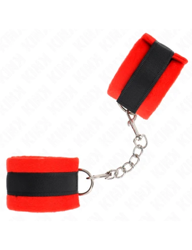 KINK - MANCHETTES DÉBUTANT EN FOURRURE NOIR-ROUGE 30 X 7 CM