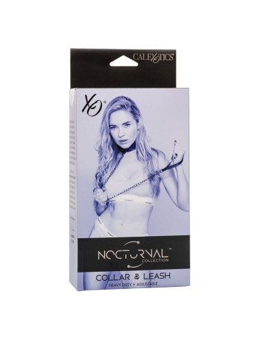 CALEXOTICS - NOCTURNAL COLLIER ET LAISSE EN CUIR RÉGLABLE NOIR