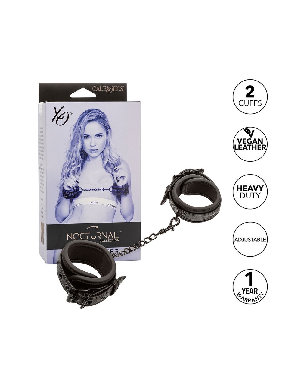 CALEXOTICS - NOCTURNAL POIGNETS EN CUIR RÉGLABLES NOIRS CALEXOTICS - NOCTURNAL POIGNETS EN CUIR RÉGLABLES NOIRS