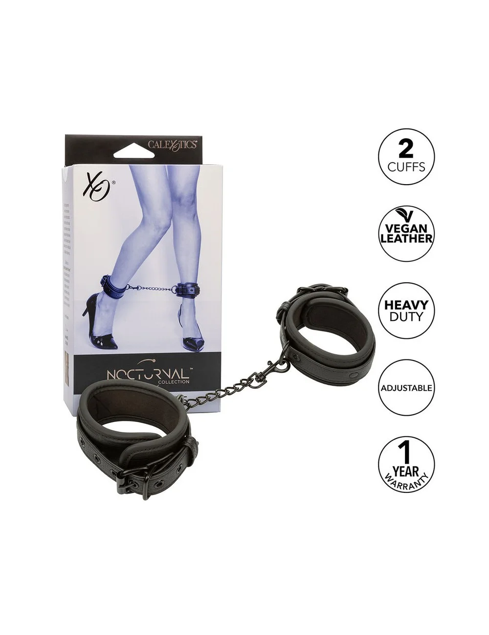 CALEXOTICS - NOCTURNAL CHEVILLES RÉGLABLES EN CUIR NOIR CALEXOTICS - NOCTURNAL CHEVILLES RÉGLABLES EN CUIR NOIR