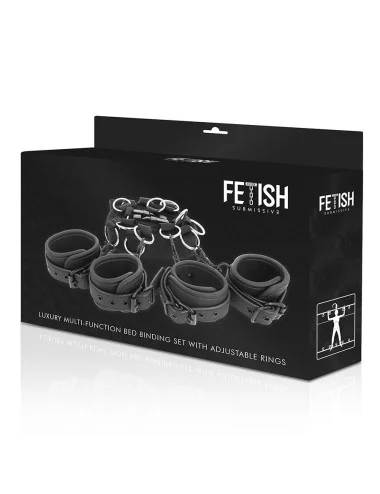 FETISH SUBMISSIVE - ENSEMBLE DE LIENS DE LIT DE LUXE AVEC DOUBLURE EN NOPRÈNE