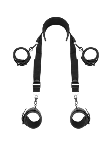 FETISH SUBMISSIVE - POSITION MAÎTRE AVEC 4 MENOTTES DOUBLÉES DE NOPRÈNE