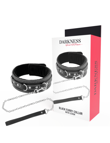DARKNESS - COLLIER EN CUIR DE HAUTE QUALITÉ AVEC LAISSE