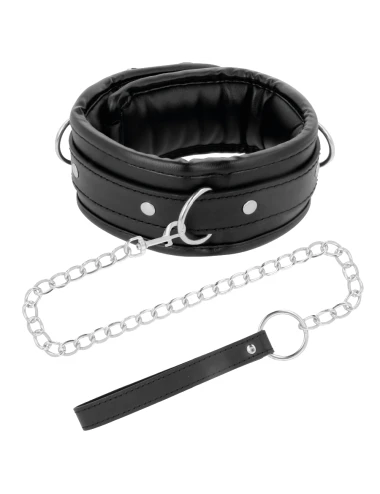 DARKNESS - COLLIER EN CUIR SOUPLE AVEC CHAÎNE