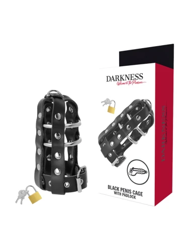 DARKNESS - CAGE DE CHASTETÉ EN CUIR AVEC SERRURE