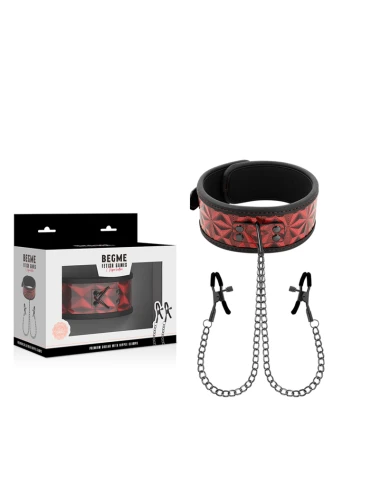 BEGME - COLLIER ÉDITION ROUGE AVEC PINCES  TÉLÉMON AVEC DOUBLURE EN NÉOPRÈNE
